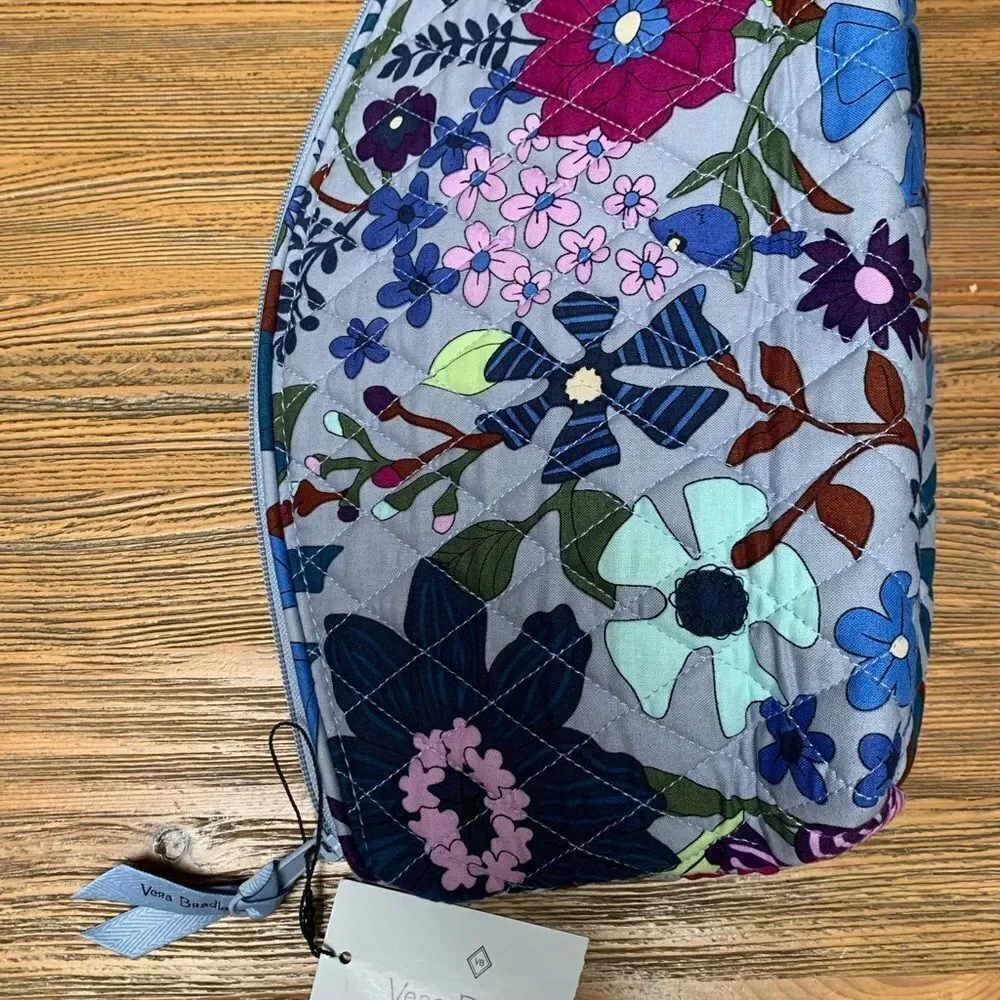 Vera Bradley Blue and Purple Floral Cosmetic Bag